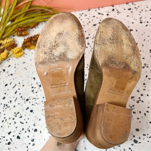 Madewell Janice Brown Suede Leather Western Women’s Stacked Heel Booties Sz 7 - Picture 9 of 10